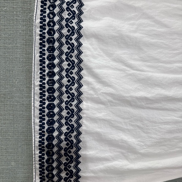 Max Mara Studio White Navy Blue Embroidered Sleeveless Cotton Shift Dress Sz XS - Picture 5 of 7